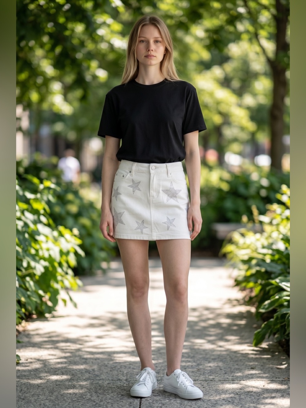 Steve Madden Ivory Rhinestone Star Mini Skirt